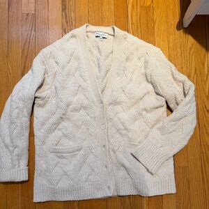 Michael Stars Cream Cable Cardigan sweater Size Large super soft